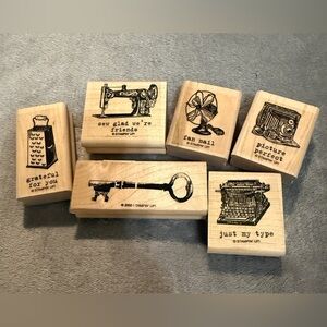 Vintage Wood Rubber Stamp Set